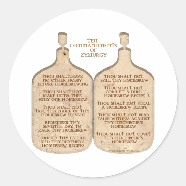Adesivo Redondo Dez Mandamentos de Zymurgy (Frente)