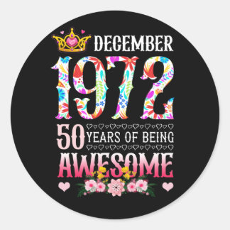 Adesivo Redondo Dezembro de 1972 50º aniversário 50 anos