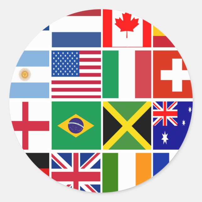 Adesivo Redondo Dezesseis sinalizadores de muitas camisetas das Na (Frente)