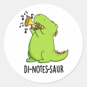 Adesivo Redondo Di-notes-saur Piada de Dinossauro Engraçado
