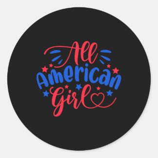 Adesivo Redondo Dia 4 de julho Dia da Independência de Meninas Ame