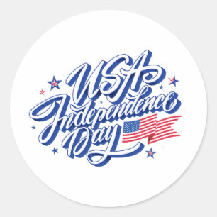 Adesivo Redondo Dia 4 de julho Independência Estados Unidos Bandei