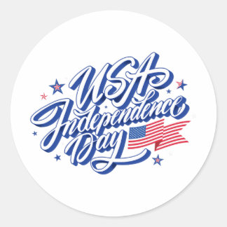 Adesivo Redondo Dia 4 de julho Independência Estados Unidos Bandei