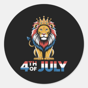 Adesivo Redondo Dia 4 de julho Lion American Flag Independence Day