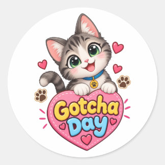 Adesivo Redondo Dia Adorável de Gotcha para Gato