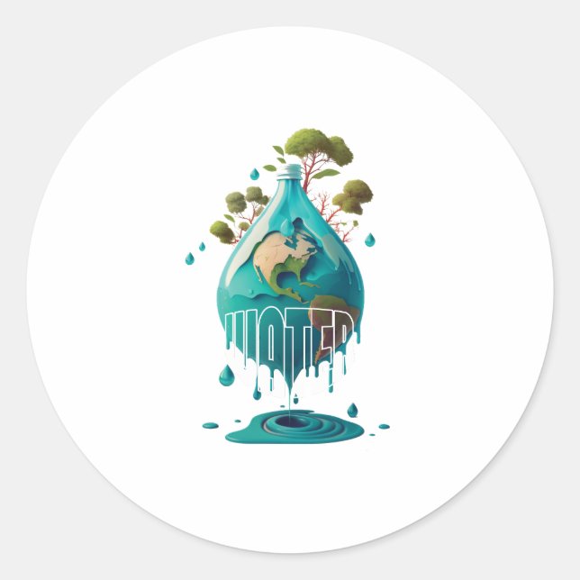 Adesivo Redondo dia da água (Frente)