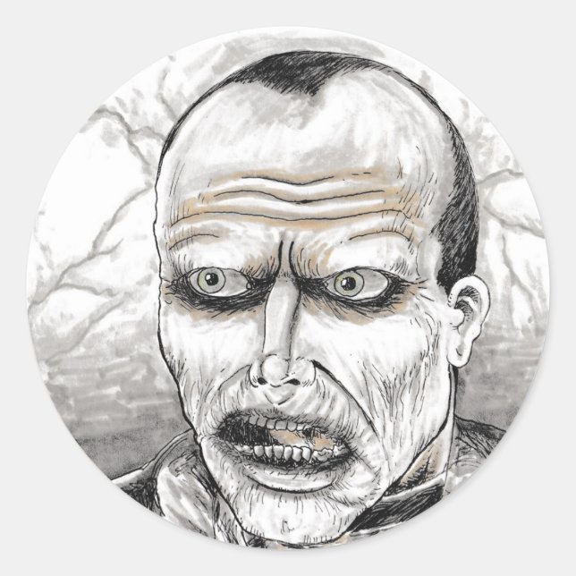 Adesivo Redondo Dia da Arte Zombie do Bub Morto (Frente)