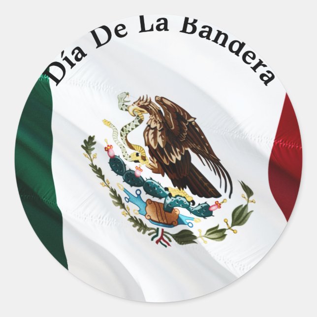 Adesivo Redondo Dia da Bandera (Bandeira do México) (Frente)