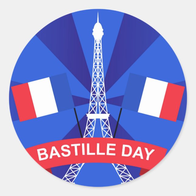 Adesivo Redondo Dia da Bastilha 14 julho Dia Nacional da França (Frente)