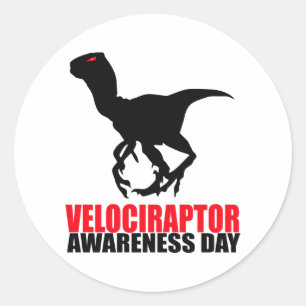 Adesivo Redondo Dia da Consciência do Velociraptor