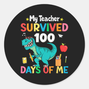 Adesivo Redondo Dia Da Escola Meu Professor Sobreviveu A 100 Dias