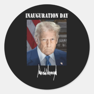 Adesivo Redondo Dia da Inauguração 2025 - Presidente Donald Trump
