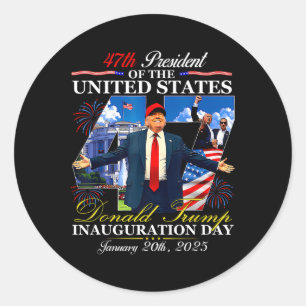 Adesivo Redondo Dia da Inauguração 2025 Presidente Donald Trump Me