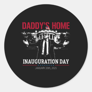 Adesivo Redondo Dia da Inauguração 2025 Presidente Donald Trump Me