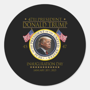Adesivo Redondo Dia da Inauguração do 47º Presidente Donald Trump
