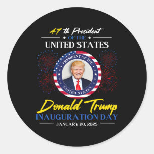 Adesivo Redondo Dia da Inauguração do 47.º Presidente Donald Trump