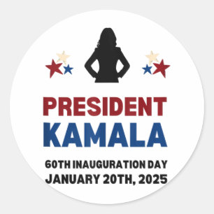 Adesivo Redondo Dia da Inauguração do legal Presidente Kamala Harr