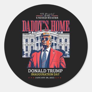 Adesivo Redondo Dia da Inauguração do Presidente Donald Trump 2025