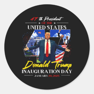 Adesivo Redondo Dia da Inauguração do Presidente Donald Trump 2025