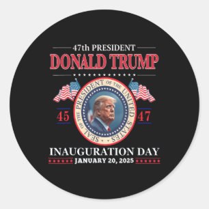Adesivo Redondo Dia da Inauguração do Presidente Donald Trump 2025