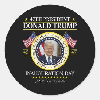 Adesivo Redondo Dia da Inauguração do Presidente Donald Trump 2025