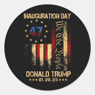 Adesivo Redondo Dia da Inauguração do Presidente Donald Trump 2025