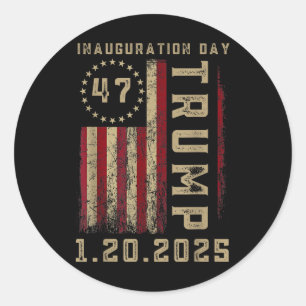 Adesivo Redondo Dia da Inauguração do Presidente Donald Trump 2025