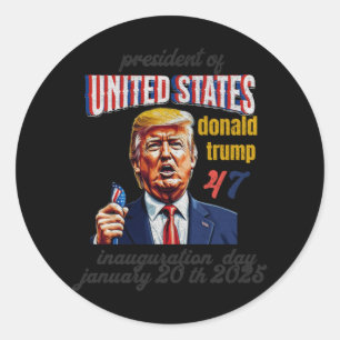 Adesivo Redondo Dia da Inauguração Donald Trump