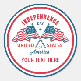 Adesivo Redondo Dia da Independência 4 de julho Bandeira Americana