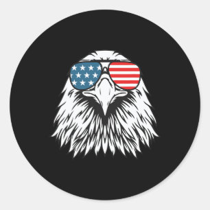 Adesivo Redondo Dia da Independência - Bald Eagle Flag - Dia da In