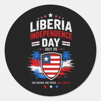 Adesivo Redondo Dia da Independência da Libéria 26 de Julho Bandei