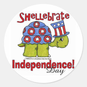 Adesivo Redondo Dia da Independência da Turtle Shellebrate!