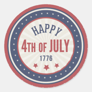 Adesivo Redondo Dia da Independência feliz 4o julho