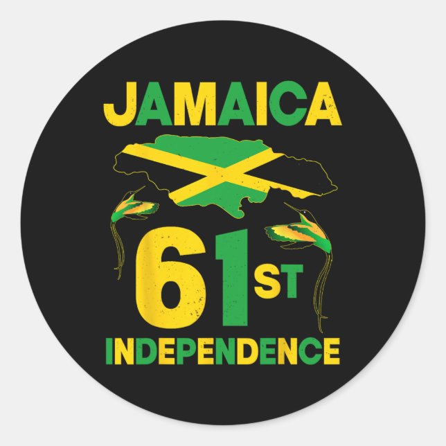 Adesivo Redondo Dia da Independência Jamaica Desde 1962 Doutor Bir (Frente)