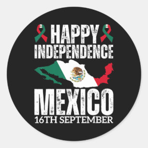 Adesivo Redondo Dia da Independência Mexicana, 16 de setembro, Méx