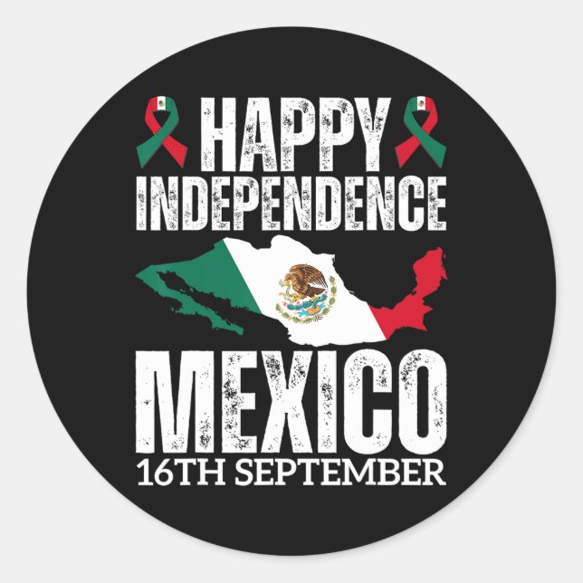 Adesivo Redondo Dia da Independência Mexicana, 16 de setembro, Méx (Frente)