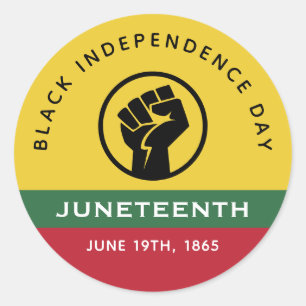 Adesivo Redondo Dia da Independência Negra Juneteenth 1865 Texto C