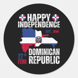 Adesivo Redondo Dia da Independência República Dominicana Bandeira
