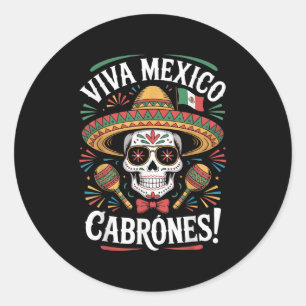 Adesivo Redondo Dia da Independência Viva México Cabrones Homens M