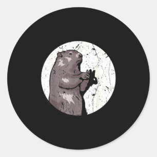 Adesivo Redondo Dia da Marmota Sombra Fantoche Roedor Fofo Traje F