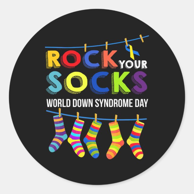 Adesivo Redondo Dia da Síndrome Inativo Sua Consciência Meias (Frente)
