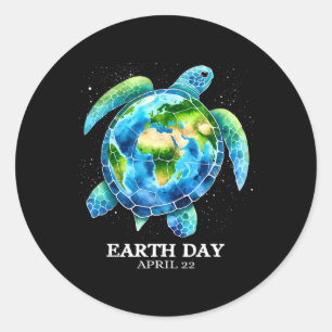 Adesivo Redondo Dia da Terra 2025 Ame a Tartaruga do Mar da Terra