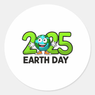 Adesivo Redondo Dia da Terra 2025 Crianças de Aniversário do Dia d