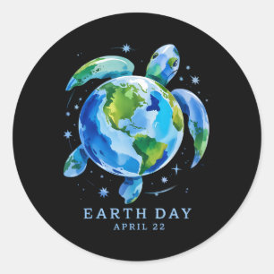 Adesivo Redondo Dia da Terra 2025 Restaurar a Tartaruga do Mar Ter
