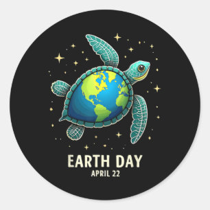 Adesivo Redondo Dia da Terra 2025 Restaurar a Tartaruga do Mar Ter