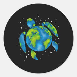 Adesivo Redondo Dia da Terra 2025 Restaurar Tartaruga do Mar do Re
