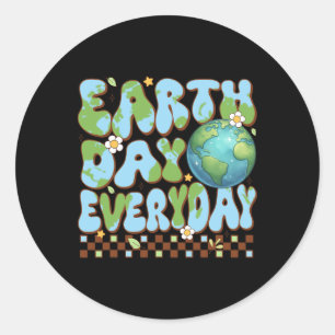 Adesivo Redondo Dia Da Terra Da Groovy 2025 Todos Os Dias Para Pro