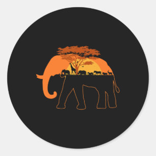 Adesivo Redondo Dia da Terra dos Animais da África Elefante