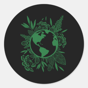 Adesivo Redondo Dia da Terra em Paz Verde