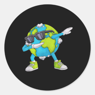 Adesivo Redondo Dia da Terra Engraçado Dab Dabbing Earth Day Desig